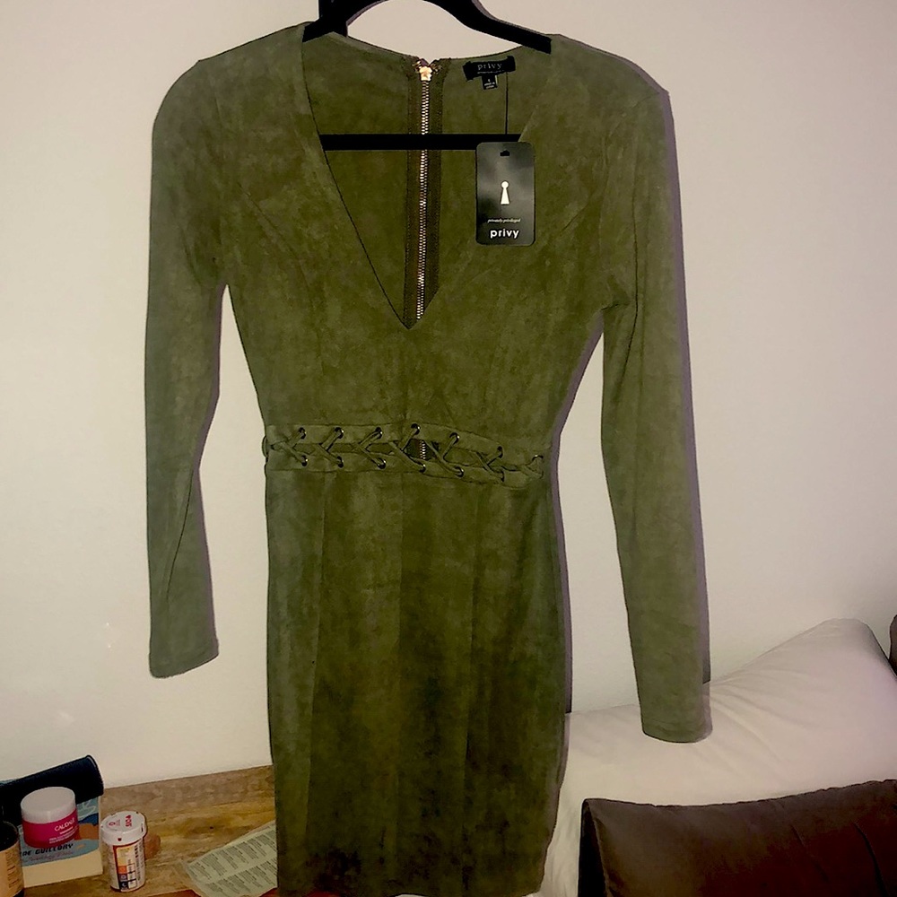 NWT Faux suede long sleeve mini dress